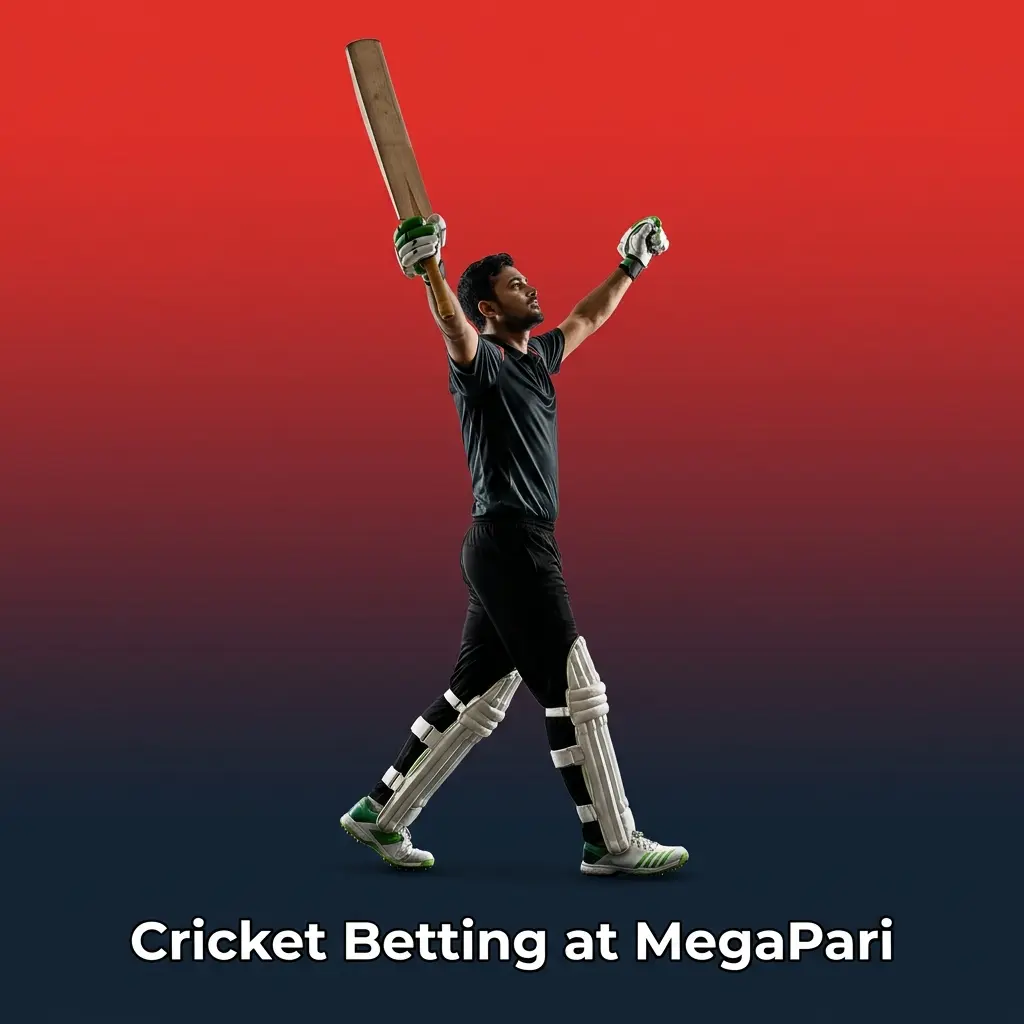 MegaPari cricket betting markets for IPL, ICC World Cup, Test and T20 matches with live over-by-over wagering options