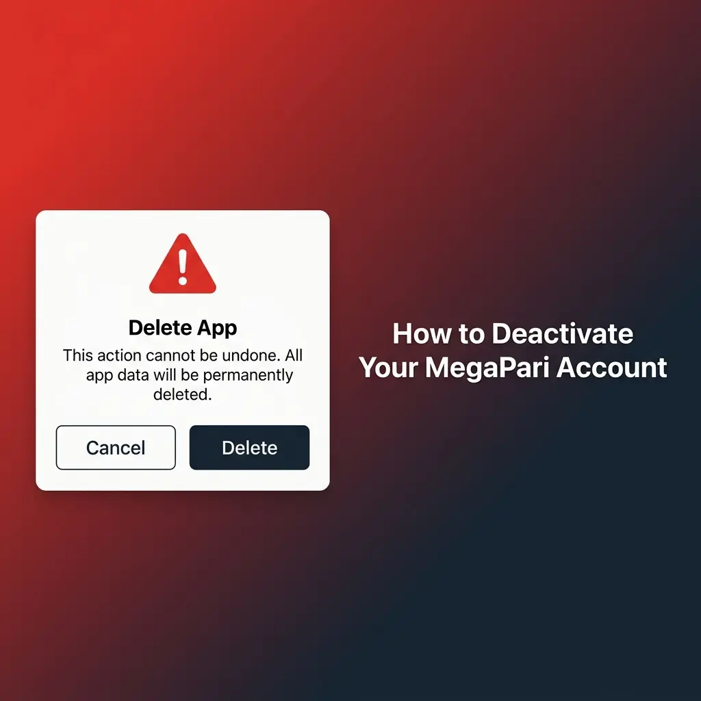 MegaPari account deactivation options showing self-exclusion and temporary block settings for responsible gambling
