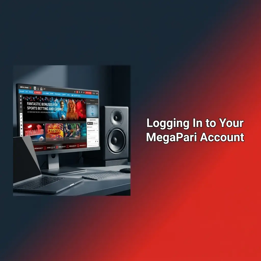 MegaPari login screen showing email, phone number, and password fields for secure account access