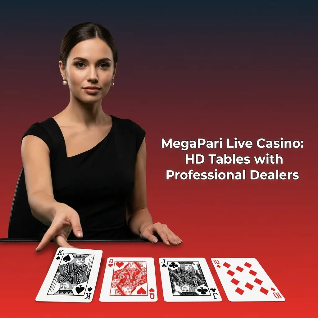 MegaPari live casino HD tables with professional dealers from Evolution Gaming, Pragmatic Play Live, and Ezugi streaming 24/7