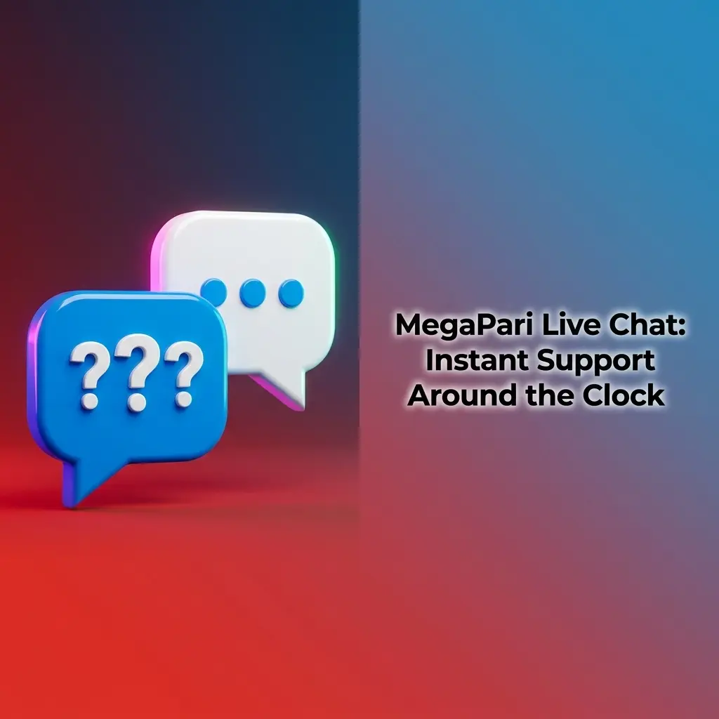 MegaPari live chat support interface showing 24/7 instant customer assistance via website widget or mobile app