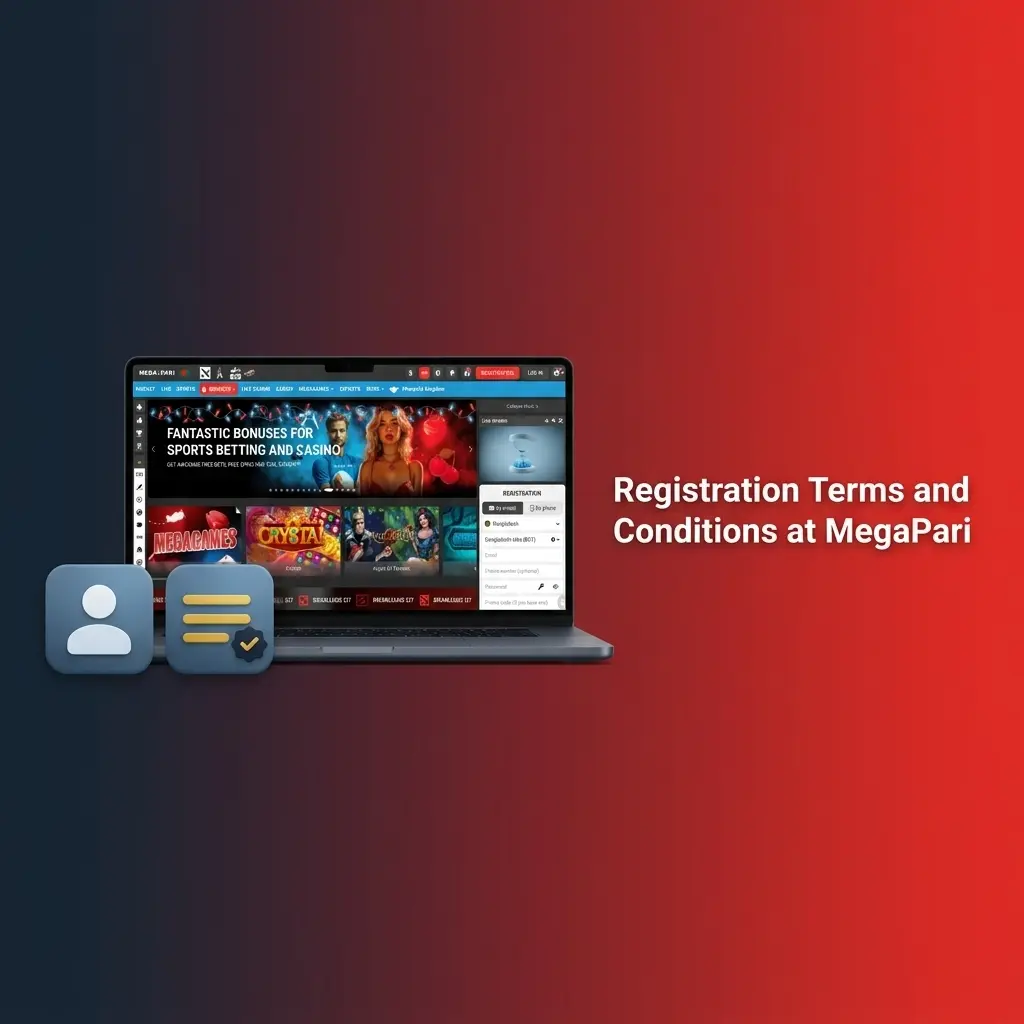 MegaPari registration terms and conditions including one-account policy, identity verification, and responsible gambling rules
