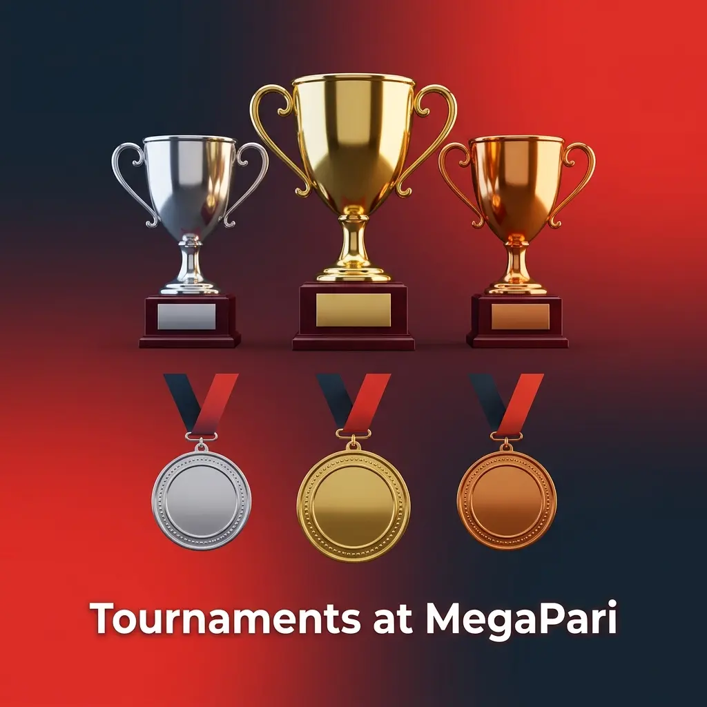 MegaPari betting tournament leaderboard showing players competing for prize pools over a fixed period with tiered rewards